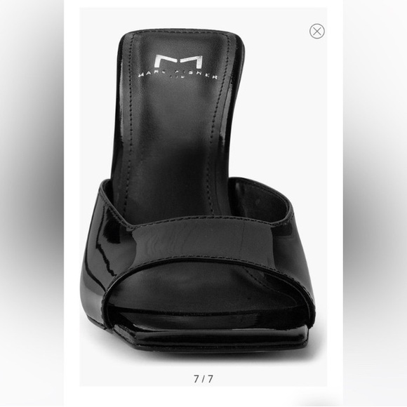 ✨ Marc Fisher LTD Square Toes Baber Heeled Sandals - Black Patent, Size 8 👠🖤 - Picture 4 of 8